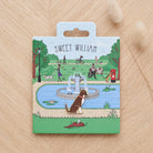 Boxer enamel dog pin on Sweet William Designs park scene backing card — thoughtful gift for Boxer lovers