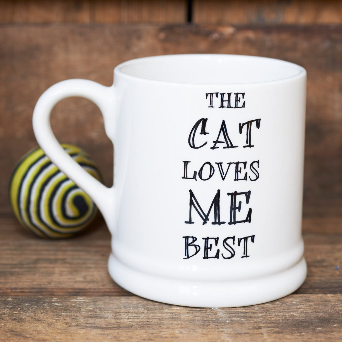 'The Cat Loves Me Best' ceramic mug — funny gift for cat lovers and crazy cat ladies by Sweet William Designs
