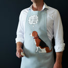 Beagle apron in organic cotton canvas with screen-printed “If it hits the floor it's mine” design — a gift for Beagle lovers by Sweet William Designs
