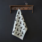 Black Labrador tea towel in thick organic cotton — screen printed Black Labrador illustration, kitchen gift for dog lovers by Sweet William Designs