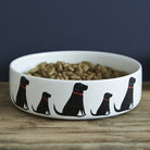 Black Labrador ceramic dog bowl — illustrated Black Lab design, dishwasher safe dog lover gift by Sweet William Designs