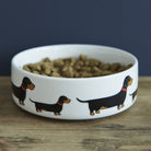 Dachshund dog bowl with signature illustration — ceramic dog lover gift by Sweet William Designs