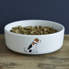 Jack Russell dog bowl — ceramic bowl with signature Jack Russell illustration on the outside, dog lover gift by Sweet William Designs